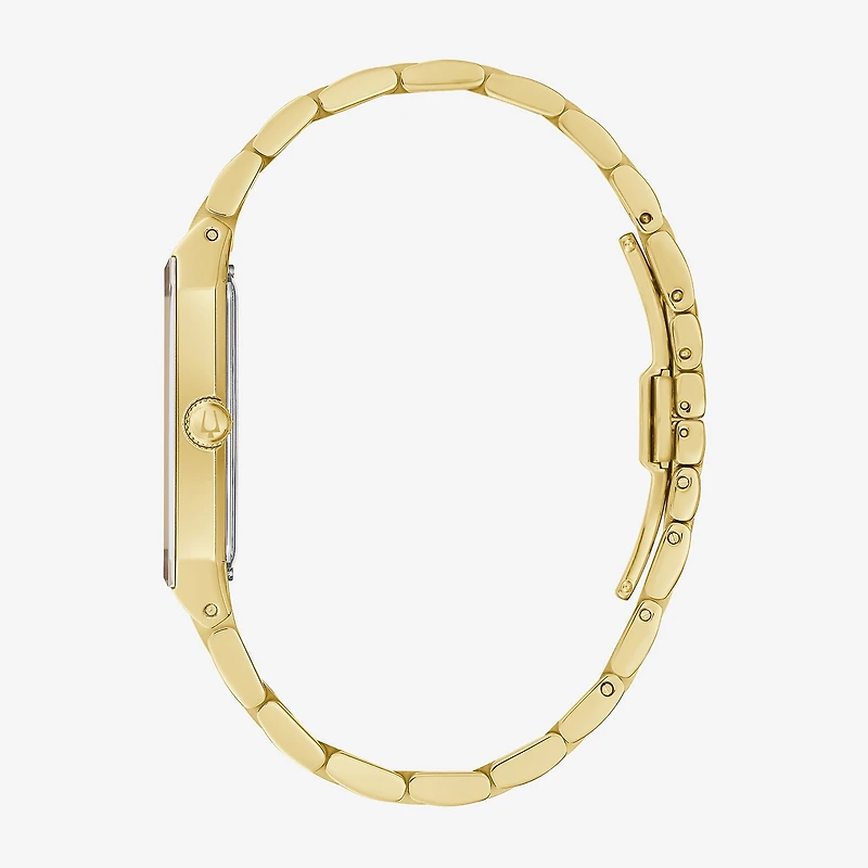 Bulova Our Lady Of Guadalupe / Nuestra Señora De Guadalupe Mens Diamond Accent Gold Tone Stainless Steel Bracelet Watch 97d120lg