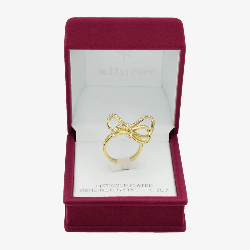 Sparkle Allure Womens Crystal 14K Gold Over Brass Bow Cocktail Ring