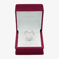 Sparkle Allure Split Shank Womens Cubic Zirconia Pure Silver Over Brass Engagement Ring