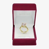 Sparkle Allure Womens Pink Crystal 14K Gold Over Brass Square Cocktail Ring