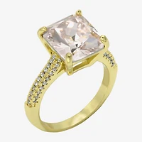 Sparkle Allure Womens Pink Crystal 14K Gold Over Brass Square Cocktail Ring