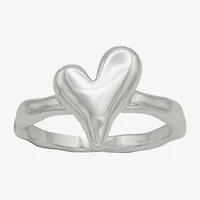 Sparkle Allure Polished Womens 2.5MM Pure Silver Over Brass Heart Delicate Band
