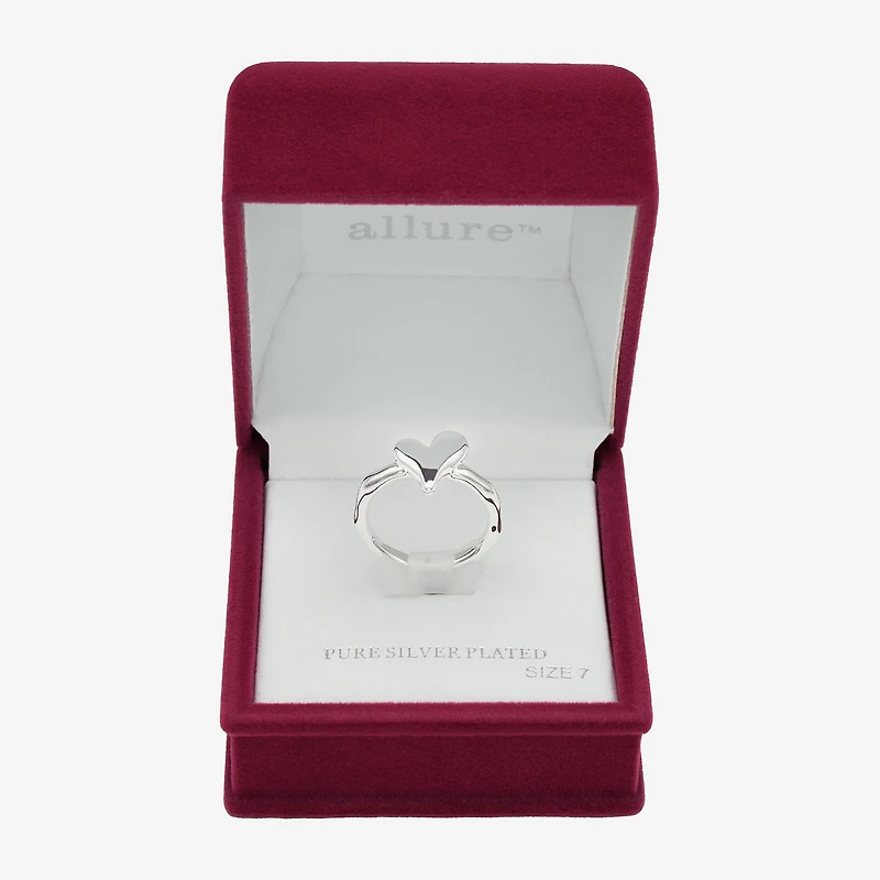Sparkle Allure Polished Womens 2.5MM Pure Silver Over Brass Heart Delicate Band