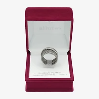 Sparkle Allure Antique Rope Faux Stacked Womens 10MM Crystal Pure Silver Over Brass Band