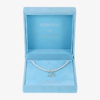 Sparkle Allure Initial Womens Cubic Zirconia Pure Silver Over Brass 16 Inch Tennis Necklace