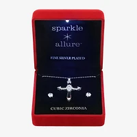Sparkle Allure Light Up Box Womens Cubic Zirconia Pure Silver Over Brass Cross 2-pc. Jewelry Set