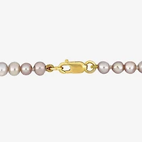 Womens White Cultured Freshwater Pearl 14K Gold Strand Bracelet