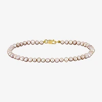 Womens White Cultured Freshwater Pearl 14K Gold Strand Bracelet