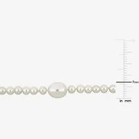 Womens White Cultured Freshwater Pearl 10K Gold Strand Bracelet