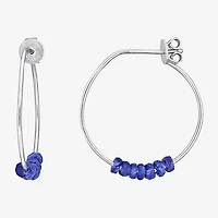 Womens Genuine Blue Sapphire Sterling Silver 26mm Hoop Earrings