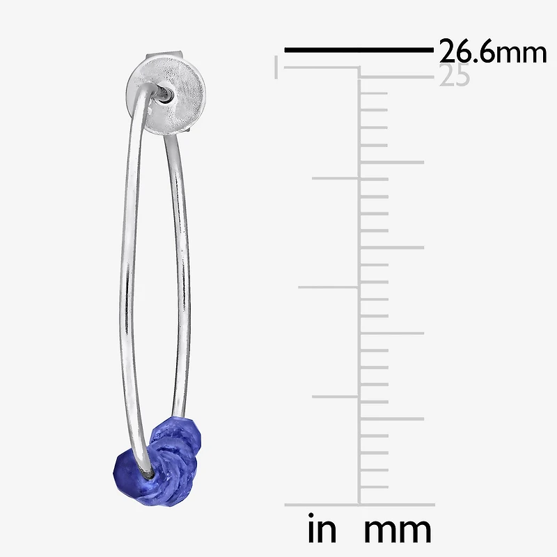 Womens Genuine Blue Sapphire Sterling Silver 26mm Hoop Earrings