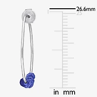 Womens Genuine Blue Sapphire Sterling Silver 26mm Hoop Earrings
