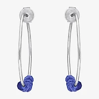 Womens Genuine Blue Sapphire Sterling Silver 26mm Hoop Earrings
