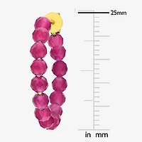 Womens Lab Created Red Ruby 18K Gold Over Silver 26mm Hoop Earrings