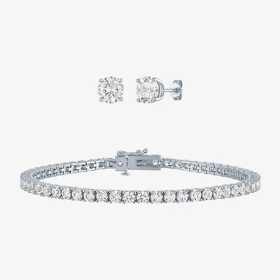 Womens Lab Created White Sapphire Sterling Silver Jewelry Set