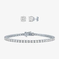 Womens Lab Created White Sapphire Sterling Silver Jewelry Set