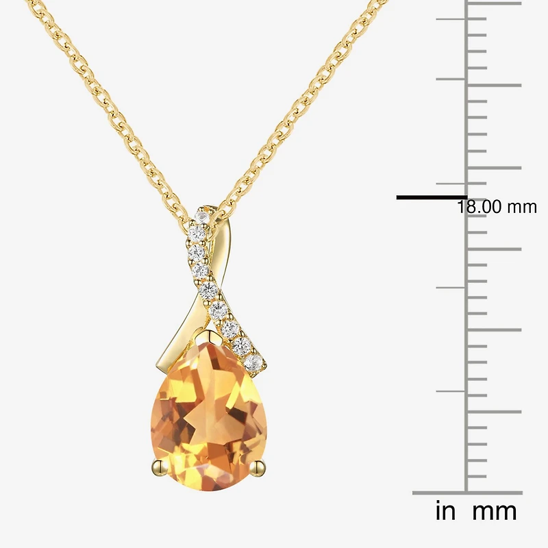 Womens Gemstone Sterling Silver or 14K Gold Over Pear Pendant Necklace