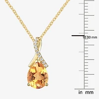 Womens Gemstone Sterling Silver or 14K Gold Over Pear Pendant Necklace