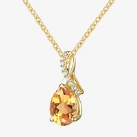 Womens Gemstone Sterling Silver or 14K Gold Over Pear Pendant Necklace