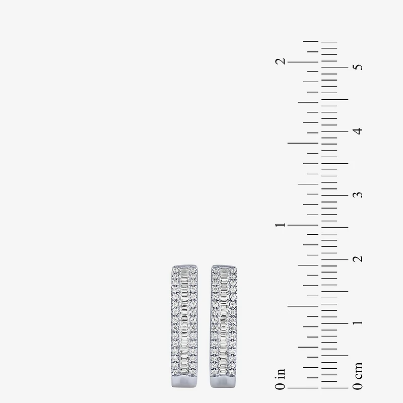 Womens 1/2 CT. T.W. Natural White Diamond 10K Gold 18.6mm Hoop Earrings