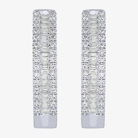 Womens 1/2 CT. T.W. Natural White Diamond 10K Gold 18.6mm Hoop Earrings
