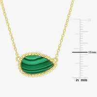 Womens Genuine Gemstone Sterling Silver Pear Pendant Necklace