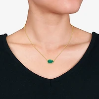 Womens Genuine Gemstone Sterling Silver Pear Pendant Necklace