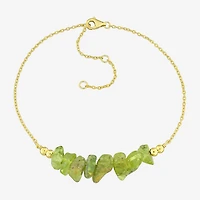 Womens Genuine Green Peridot 18K Gold Over Silver Beaded Bracelet