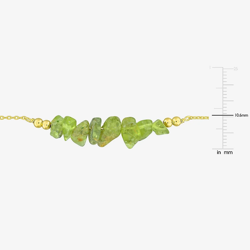 Womens Genuine Green Peridot 18K Gold Over Silver Beaded Bracelet
