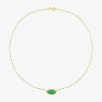 Womens Genuine Green Chalcedony 18K Gold Over Silver 17 Inch Pendant Necklace