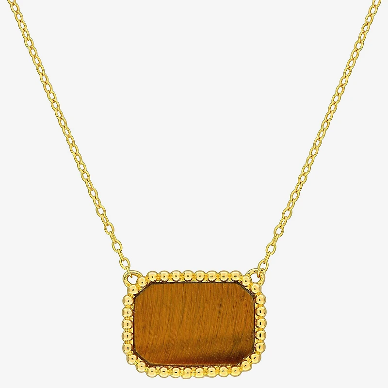 Womens Genuine Gemstone 18K Gold Over Silver Pendant Necklace