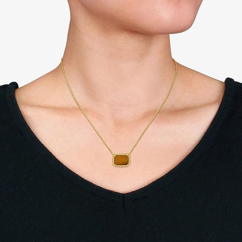 Womens Genuine Gemstone 18K Gold Over Silver Pendant Necklace