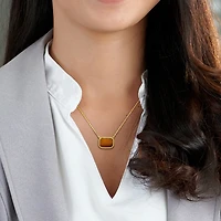 Womens Genuine Gemstone 18K Gold Over Silver Pendant Necklace