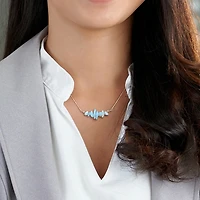 Womens Blue Aquamarine Sterling Silver 17 Inch Beaded Necklace