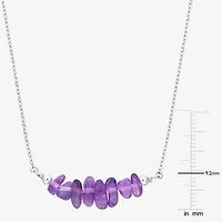 Womens Purple Amethyst Sterling Silver 17 Inch Beaded Necklace