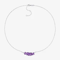 Womens Purple Amethyst Sterling Silver 17 Inch Beaded Necklace