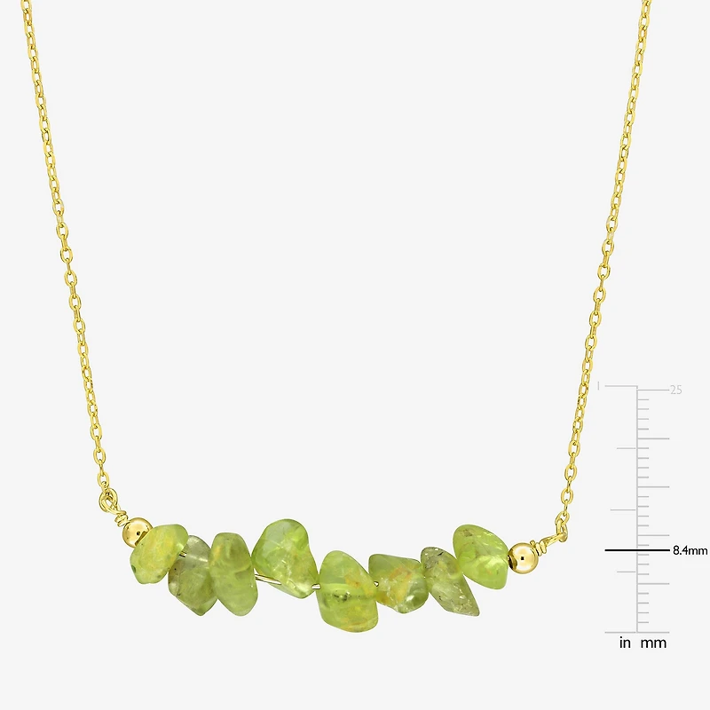 Womens Green Peridot 18K Gold Over Silver 17 Inch Beaded Necklace