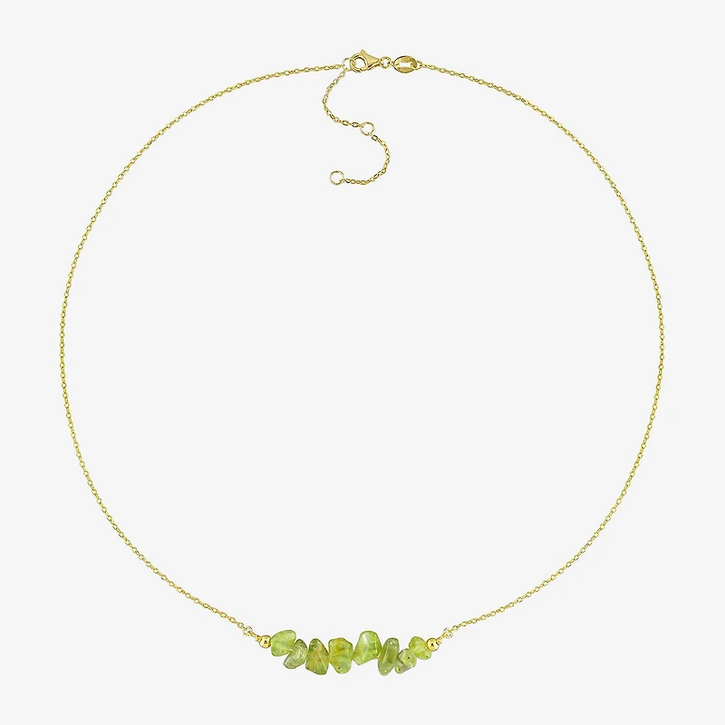 Womens Green Peridot 18K Gold Over Silver 17 Inch Beaded Necklace