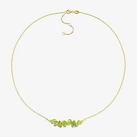 Womens Green Peridot 18K Gold Over Silver 17 Inch Beaded Necklace