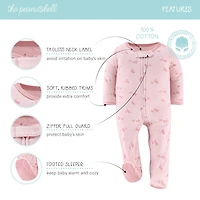 The Peanutshell Balletcore Baby Girls 3-pc. Bows Sleep and Play