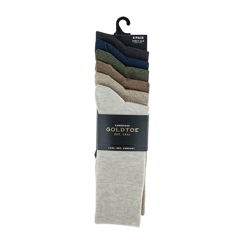 Gold Toe Cambridge Mens 6 Pair Crew Socks