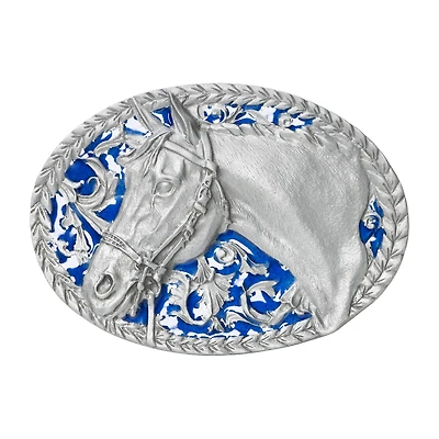 Western Express Horsehead And Filigree Buckle With Enamel Finish Mens Belt