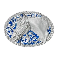 Western Express Horsehead And Filigree Buckle With Enamel Finish Mens Belt