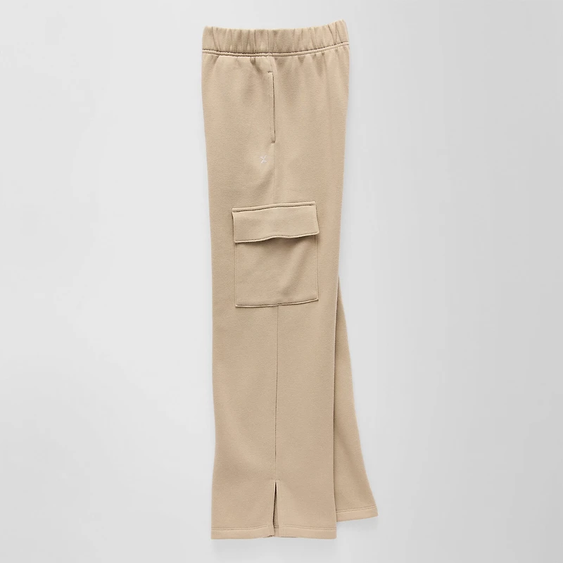Xersion Little & Big Kid Girls Mid Rise Wide Leg Active Fleece Cargo Pant