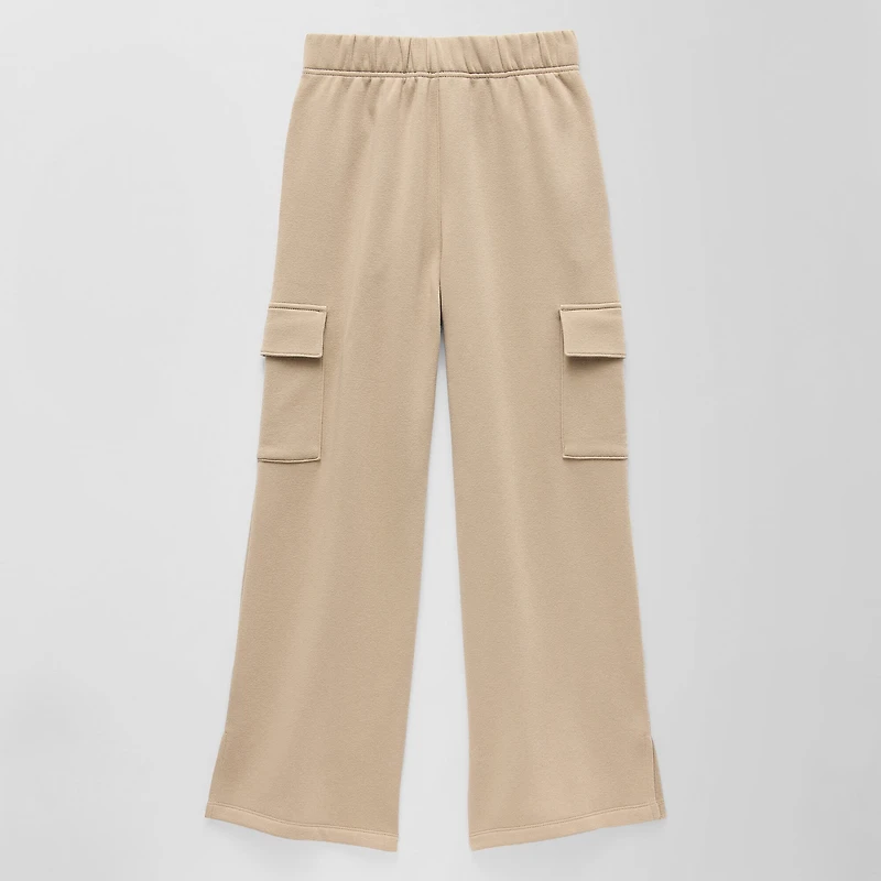 Xersion Little & Big Kid Girls Mid Rise Wide Leg Active Fleece Cargo Pant