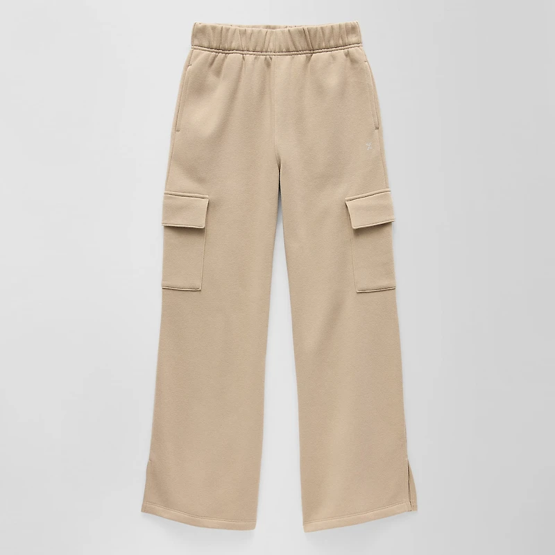 Xersion Little & Big Kid Girls Mid Rise Wide Leg Active Fleece Cargo Pant
