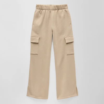 Xersion Little & Big Kid Girls Mid Rise Wide Leg Active Fleece Cargo Pant
