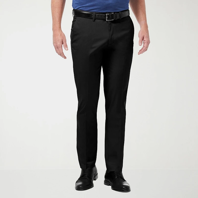 Haggar Premium No Iron Khaki Mens Comfort Waistband Slim Fit Flat Front Pant