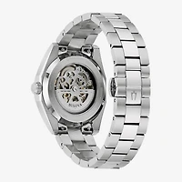 Bulova Surveyor Mens Automatic Silver Tone Stainless Steel Bracelet Watch 96b469