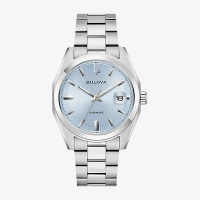 Bulova Surveyor Mens Automatic Silver Tone Stainless Steel Bracelet Watch 96b469